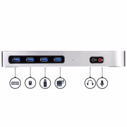 StarTech.com Station d'Accueil Double Écran 4K60Hz DisplayPort et HDMI - Dock USB-C et USB-A - Dock USB 3.0 pour PC Portables USB-C ou USB-A - 6x USB Type-A, GbE - USB 3.1 Gen 1 - Mac/Windows - Vue supplémentaire 5
