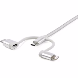 StarTech.com Câble multi chargeur USB de 1 m - Lightning USB-C Micro-B - Tressé