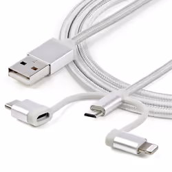 StarTech.com Câble multi chargeur USB de 1 m - Lightning USB-C Micro-B - Tressé - Vue supplémentaire 6