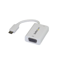StarTech.com Adaptateur USB-C vers VGA - Convertisseur Vidéo 1080p USB Type-C vers Moniteur VGA avec Chargement - 60W PD Pass-Through - Compatible Thunderbolt 3 - Blanc