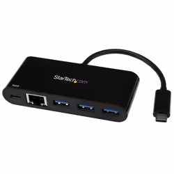 StarTech.com Adaptateur USB-C vers Gigabit Ethernet avec hub USB 3.0 à 3 ports et USB Power Delivery, Avec fil, USB, Ethernet ...