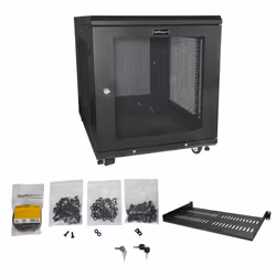StarTech.com Armoire Rack pour Serveur 12U 19" - Profondeur Réglable (5-76,2cm/2-30") pour Équipement Réseau avec Roulettes, Gestion de Câbles, Étagère et Verrouillage Dell PowerEdge HP ProLiant ThinkServer