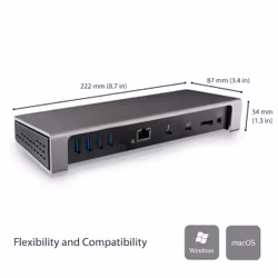 StarTech.com Dock Thunderbolt 3 pour PC portable - Station d'Accueil à Double Écran - Dual 4k 60Hz Displayport - 85W Power Delivery, Hub USB 3.0 6 Ports, SD 4.0, GbE, Audio - Windows & Mac - Vue supplémentaire 8
