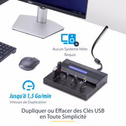 StarTech.com Duplicateur et Effaceur Autonome de 1 à 7 clés USB, Copieur de Plusieurs Clés USB, Copie Système et Fichier et Secteur par Secteur, 1,5 Go/min, Effacement en 3 Passes, Affichage LCD