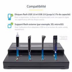 StarTech.com Duplicateur et Effaceur Autonome de 1 à 7 clés USB, Copieur de Plusieurs Clés USB, Copie Système et Fichier et Secteur par Secteur, 1,5 Go/min, Effacement en 3 Passes, Affichage LCD - Vue supplémentaire 4