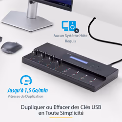 StarTech.com Duplicateur et Effaceur Autonome de 1 à 15 clés USB, Copieur de Plusieurs Clés USB, Copie Système et Fichier et Secteur par Secteur, 1,5 Go/min, Effacement en 3 Passes, Affichage LCD