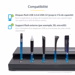 StarTech.com Duplicateur et Effaceur Autonome de 1 à 15 clés USB, Copieur de Plusieurs Clés USB, Copie Système et Fichier et Secteur par Secteur, 1,5 Go/min, Effacement en 3 Passes, Affichage LCD - Vue supplémentaire 4