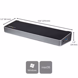 StarTech.com Station d'accueil USB-C triple affichage 4K pour PC portable - 2x DP 1x HDMI - Power Delivery