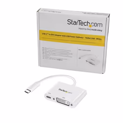 StarTech.com Adaptateur USB-C vers DVI - Convertisseur d'Écran Vidéo 1080p USB Type-C vers DVI-D Single Link avec Chargement - 60W PD Pass-Through - Compatible Thunderbolt 3 - Blanc
