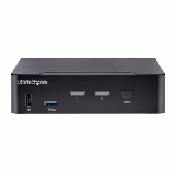 StarTech.com Switch KVM USB C - KVM DisplayPort à 2 ports Vidéo HDR UHD 4K 60Hz - Audio 3.5, Hub 5Gbps 4x USB HID et 2x USB 1 3.2 Gen 1 - Commutateur KVM USB Type-C - Compatible Thunderbolt 3/4