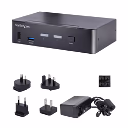 StarTech.com Switch KVM USB C - KVM DisplayPort à 2 ports Vidéo HDR UHD 4K 60Hz - Audio 3.5, Hub 5Gbps 4x USB HID et 2x USB 1 3.2 Gen 1 - Commutateur KVM USB Type-C - Compatible Thunderbolt 3/4 - Vue supplémentaire 5