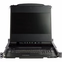 StarTech.com Console KVM à Montage en Rack à Deux Rails HD 1080p - Switch/Console KVM HD VGA à Port Unique - Écran LCD à Montage en Rack/Console Montée en Rack - Tiroir de Rack Serveur