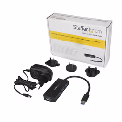 StarTech.com Hub USB 3.0 - Dock 4 Ports SuperSpeed 5Gbps avec Charge Rapide USB 3.2 Gen 1 Type-A pour PC Fixe/Portable - Alimentation par Bus USB ou Auto-Alimenté Mini/Compact - Noir