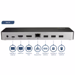 StarTech.com Station d'Accueil USB C - Double Écran HDMI & DisplayPort 4K 30Hz - Dock USB Type-C pour PC Portable 60W PD, SD, Hub 4 ports USB-A 3.0, GbE, Audio - Compatible Thunderbolt 3 - Vue supplémentaire 5