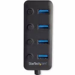 StarTech.com Hub USB 3.0 4 Ports -USB-A vers 4x USB 3.0 Type-A avec 1x Interrupteur On/Off par Port- SuperSpeed USB 3.2 Gen 1 (5Gbps) - Alimenté par Bus - Portable - Câble 25 cm