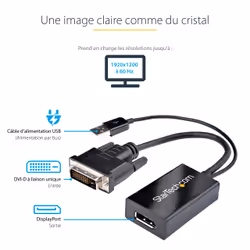 StarTech.com Adaptateur DVI vers DisplayPort avec alimentation USB - 1920 x 1200 - Vue supplémentaire 12