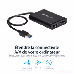 StarTech.com Adaptateur USB 3.0 vers double DisplayPort 4K 60 Hz - Vue supplémentaire 9