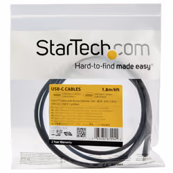 StarTech.com Câble USB C vers USB C de 1,8 m - 5A, 100W PD 3.0 - Certifié Works With Chromebook - Certifié USB-IF - M/M - USB ...