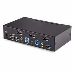 StarTech.com Switch KVM DisplayPort à 2 Ports - 4K60Hz - Écran Unique - Switch KVM USB UHD DP 1.2 à 2 Ports avec Hub USB 3.0 Intégré et Audio - Dell HP Apple Lenovo - Conforme TAA