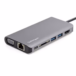 StarTech.com Adaptateur Multiport USB-C - Mini Dock USB-C avec 4K HDMI ou 1080p VGA - Hub 3x USB 3.0, SD, GbE, Audio, 100W PD Pass-Through - Station d'Accueil pour PC Portable/Tablette