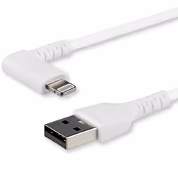 StarTech.com Câble USB-A vers Lightning Blanc Robuste 2m Coudé à 90° - Câble de Charge/Synchronisation USB Type A vers Lightn ...