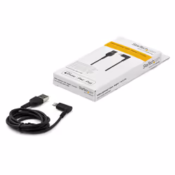 StarTech.com Câble USB-A vers Lightning Noir Robuste 1m Coudé à 90° - Câble de Charge/Synchronisation USB Type A vers Lightning en Fibre Aramide Robuste et Résistante - Certifié Apple MFi - iPhone - Vue supplémentaire 5