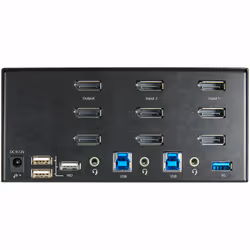 StarTech.com Commutateur KVM DisplayPort 2 Ports pour 3 Moniteurs - 4K 60Hz UHD HDR - KVM de Bureau DP 1.2 avec Hub USB 3.0 2 ports (5Gbps) et 4 Ports USB 2.0 HID, Audio - Commutation par Touches - TAA - Vue supplémentaire 4