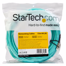 StarTech.com Câble Fibre Optique Multimode de 15m LC/UPC à LC/UPC OM3, Fibre Full Duplex 50/125µm Zipcord, Réseaux 100G, LOMMF/VCSEL, <0.3dB Faible Perte d'Insertion, Cordon de Raccordement Fibre LSZH - Vue supplémentaire 4