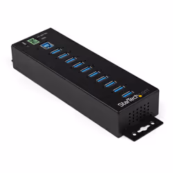 StarTech.com Hub USB 3.0 10 ports avec adaptateur d'alimentation - Hub USB-A industriel en métal avec protection contre les d ...