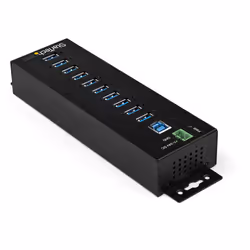 StarTech.com Hub USB 3.0 10 ports avec adaptateur d'alimentation - Hub USB-A industriel en métal avec protection contre les décharges électrostatiques et les surtensions de 350W - Montable sur Din/Mur/Bureau - Hub USB 3.2 Gen 1 (5Gbps) haut débit