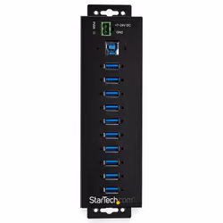 StarTech.com Hub USB 3.0 10 ports avec adaptateur d'alimentation - Hub USB-A industriel en métal avec protection contre les décharges électrostatiques et les surtensions de 350W - Montable sur Din/Mur/Bureau - Hub USB 3.2 Gen 1 (5Gbps) haut débit