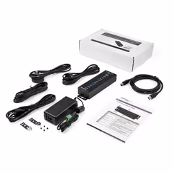 StarTech.com Hub USB 3.0 10 ports avec adaptateur d'alimentation - Hub USB-A industriel en métal avec protection contre les décharges électrostatiques et les surtensions de 350W - Montable sur Din/Mur/Bureau - Hub USB 3.2 Gen 1 (5Gbps) haut débit - Vue supplémentaire 4