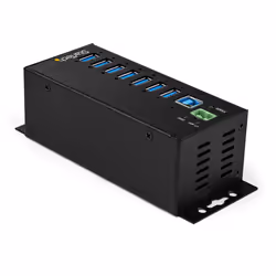 StarTech.com Hub USB 3.0 à 7 ports avec adaptateur d'alimentation - Concentrateur USB-A industriel en métal avec protection contre les décharges électrostatiques et les surtensions de 350 W - Montable sur Din/Mur/Bureau - Hub USB 3.2 Gen 1 (5Gbps) haut débit