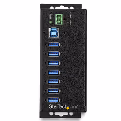 StarTech.com Hub USB 3.0 à 7 ports avec adaptateur d'alimentation - Concentrateur USB-A industriel en métal avec protection contre les décharges électrostatiques et les surtensions de 350 W - Montable sur Din/Mur/Bureau - Hub USB 3.2 Gen 1 (5Gbps) haut débit