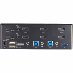 StarTech.com Commutateur KVM HDMI 2.0, 2 Ports, 2 Écrans - 4K 60Hz Ultra HDR - Commutateur KVM de Bureau 4K HDMI 2.0 avec Hub USB 3.0 à 2 Ports (5Gbps) & 4x USB 2.0 HID, Audio - Commutation par Touches - TAA - Vue supplémentaire 4