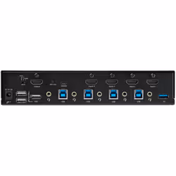 StarTech.com Commutateur KVM HDMI à 4 Ports - Moniteur Unique 4K 60Hz Ultra HDR - Commutateur KVM de Bureau HDMI 2.0 avec Hub USB 3.0 à 2 Ports (5Gbps) et 4x USB 2.0 HID, Audio - TAA - Vue supplémentaire 4