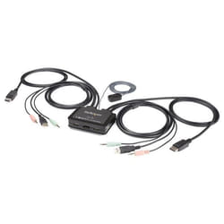 StarTech.com Commutateur KVM à 2 ports USB 4K 60 Hz DisplayPort avec câbles incorporés