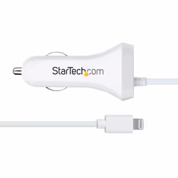 StarTech.com Chargeur Voiture Lightning avec Câble Spiralé - Chargeur Iphone 1m - Double Chargeur USB pour Telephones et Tablettes pour la Voiture - Chargeur Auto Blanc de 12W - Vue supplémentaire 6