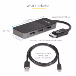 StarTech.com Répartiteur DisplayPort 1.4 à 3 ports, Adaptateur Multi-Moniteur DisplayPort vers 3x DP, Hub MST Triple pour Ordinateur 4K, Alimentation par Bus USB - Windows Uniquement - Vue supplémentaire 11