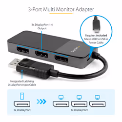 StarTech.com Répartiteur DisplayPort 1.4 à 3 ports, Adaptateur Multi-Moniteur DisplayPort vers 3x DP, Hub MST Triple pour Ordinateur 4K, Alimentation par Bus USB - Windows Uniquement - Vue supplémentaire 9