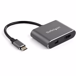 StarTech.com Adaptateur multiport USB-C vers mini DisplayPort ou HDMI - 4K 60 Hz - Convertisseur 2-en-1, USB Type-C, Sortie H ...