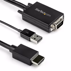 StarTech.com Câble adaptateur VGA vers HDMI - 2 m - 1080p - Audio USB - Alimenté par USB, 2 m, USB Type-A + VGA (D-Sub), HDMI ...