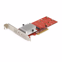 StarTech.com Adaptateur PCIe 3.0 x8 vers double SSD M.2 NVMe, PCIe, M.2, PCI 3.0, Rouge, 3336103 h, CE, FCC, TAA, REACH