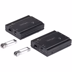 StarTech.com Extendeur KVM 4K HDMI sur Fibre Optique - Extender Commutateur Console KVM HDMI Video & USB - jusqu'à 300m (MultiMode) - 2 Modules 10G MMF SFP+ - Kit d'Extension KVM (TX/RX)