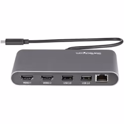 StarTech.com Mini Dock Thunderbolt 3 - Station d'Accueil Portable pour Deux Écrans avec HDMI 4K 60Hz, 2 x Hub USB-A (3.0/2.0), GbE - Câble de 28 cm - Adaptateur Multiport TB3 - Mac/Windows