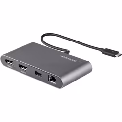 StarTech.com Mini Station d'Accueil Thunderbolt 3 - Dock Portable pour Deux Écrans avec DP 4K 60Hz, 1x hub USB-A (USB 3.0/5 Gbps), GbE - Câble de 28 cm - Adaptateur Multiport TB3 - Mac/Windows