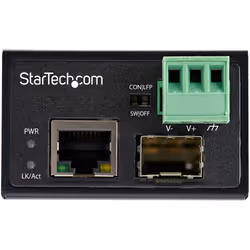 StarTech.com Convertisseur Fibre RJ45 Industriel - 100Mbps SFP vers Réseau Ethernet/Cat6 - Fibre Optique Mono Mode/Multi Mode vers Cuivre - 12-56V CC - IP-30/ -40 à +75°C