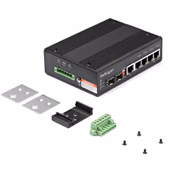 StarTech.com Switch Gigabit Ethernet Industriel 6 Ports - 4 x PoE RJ45 + 2 Slots SFP 30W PoE+ 12-48VDC 10/100/1000 - Switch LAN Power Over Ethernet Robuste -40C à 75C - Montage DIN - Vue supplémentaire 5