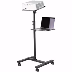 StarTech.com Table Vidéoprojecteur et Ordinateur Portable - Support Projecteur Robuste (2 Étagères; max. 10kg chacune) - Ajustable en Hauteur - Chariot Présentation Mobile - Roues Vérouillables