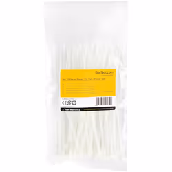 StarTech.com Colliers de Serrage 15 cm Blancs - Largeur 3 mm - Diam. faisceau 39 mm - Résistance traction 18 kg - Fermeture glissière autobloquante nylon avec pointe incurvée - 94V-2/UL -100 pcs